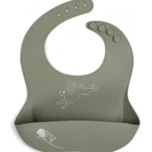 LET83700 Bavoir en silicone imprimé - lièvre vert mousse BB&CO