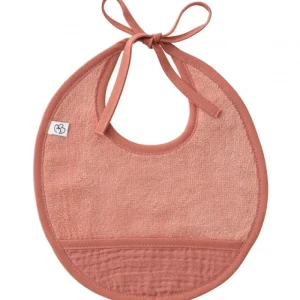 LET83700 Bavoir naissance Bi-matière marsala - BB&Co