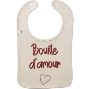 LET83700 Bavoir "bouille d'amour" sable