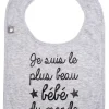 LET83700 Bavoir "Je suis le plus beau bébé du monde" gris chiné