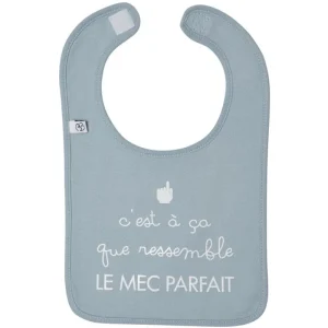 LET83700 Bavoir "le mec parfait" anthracite/bleu grisé