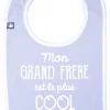 LET83700 Bavoir "Mon grand frère est le plus cool" gris clair/blanc