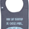 LET83700 Bavoir "papi sait tout" anthracite/bleu