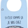 LET83700 Bavoir  "Si c'est comme ça je vais chez mamie" bleu pastel
