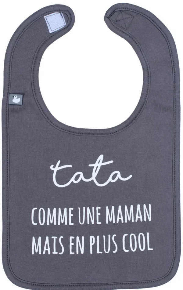 LET83700 Bavoir "Tata comme une maman mais en plus cool" anthracite