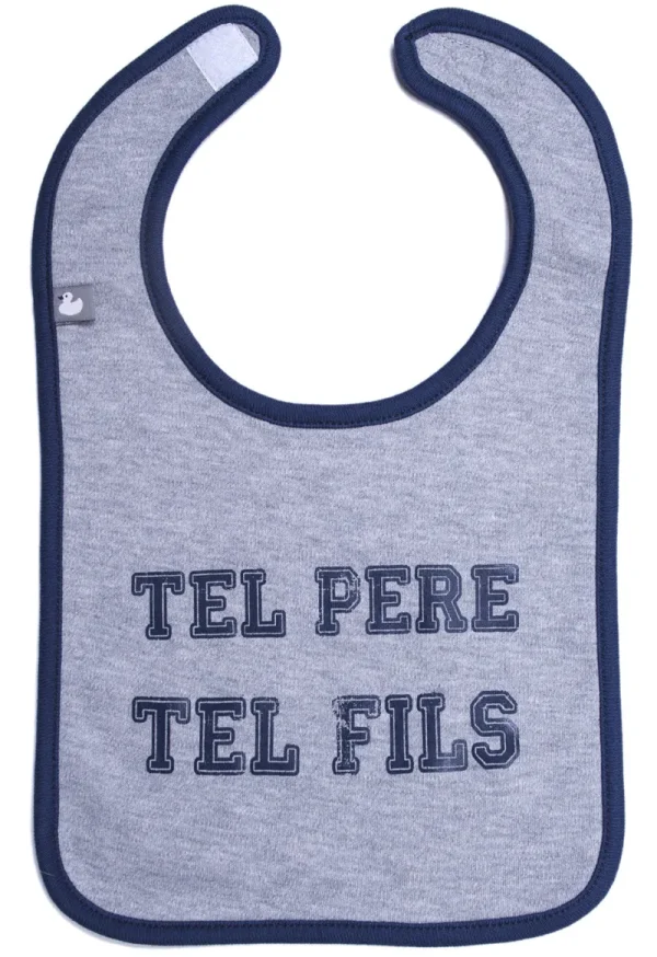 LET83700 Bavoir "Tel père tel fils" gris