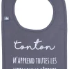 LET83700 Bavoir "Tonton m'apprend les meilleures bêtises" anthracite