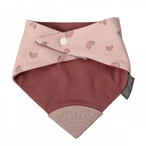 LET83700 Bavoir-bandana arc en ciels rose
