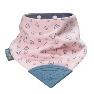 LET83700 Bavoir-bandana avec embout de dentition coeurs roses