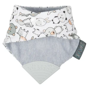 LET83700 Bavoir-bandana avec embout de dentition panda blanc / gris