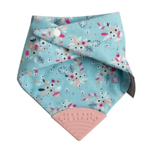 LET83700 Bavoir-bandana avec embout de dentition - fleurs vintage