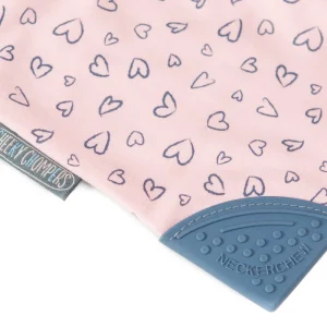 LET83700 Bavoir-bandana avec embout de dentition coeurs roses