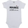 LET83700 Body manches courtes " Mamie est folle de moi" blanc - BB&CO