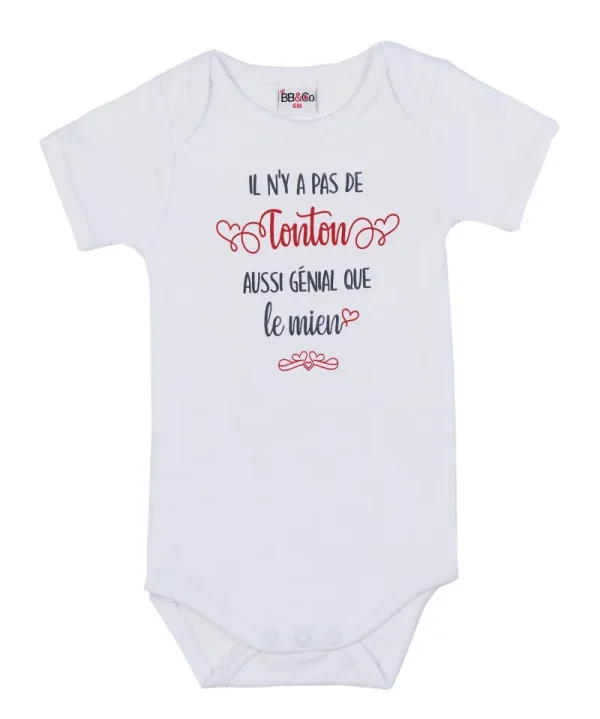 LET83700 Body manches courtes "Il n’y a pas de tonton aussi génial" blanc