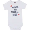 LET83700 Body manches courtes " Mamie est folle de moi" blanc