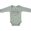 LET83700 Body manches longues "Je suis tellement adorable" vert de gris - BB&Co