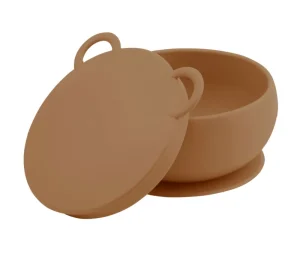 LET83700 Bol antidérapant + couvercle en silicone Minikoioi - Caramel