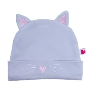 LET83700 Bonnet Petit Chat avec oreilles gris/rose