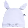 LET83700 Bonnet Petit Lapin avec oreilles blanc/gris