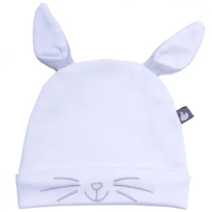 LET83700 Bonnet Petit Lapin avec oreilles blanc/gris