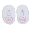 LET83700 Chaussons velours brodé "Maman & Papa" écru/rose - BB&Co