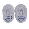 LET83700 Chaussons velours brodé "Maman & Papa" gris chiné/bleu - BB&Co