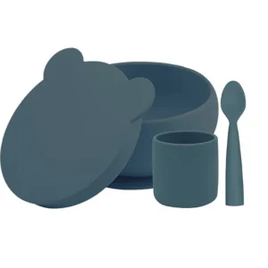 LET83700 Coffret Mes Premiers Repas (bol+cuillère+gobelet) Bleu ardoise- BB&Co