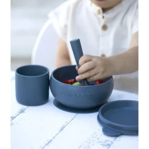 LET83700 Coffret Mes Premiers Repas (bol+cuillère+gobelet) Bleu ardoise- BB&Co