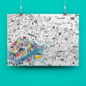 LET83700 crazy farm poster géant -Omy