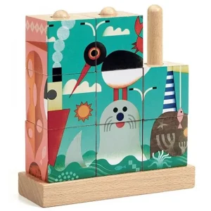 LeT Les enfants Terribles 9 cubes puzzle bois puzz up sea  -Djeco