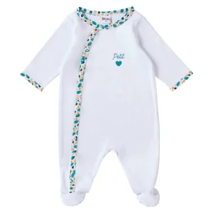 LET83700 Dors-bien coton blanc / imprimé multicolore "Petit Coeur" Baby Pop