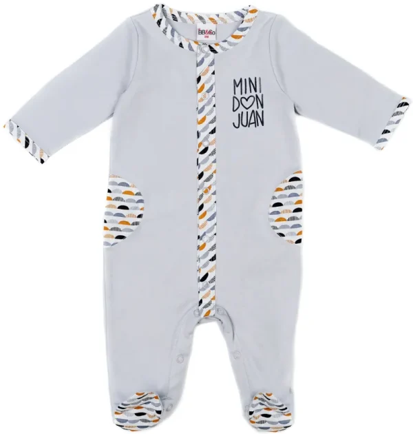 LET83700 Dors-bien coton "Mini Don Juan" Honeymoon gris/blanc/camel