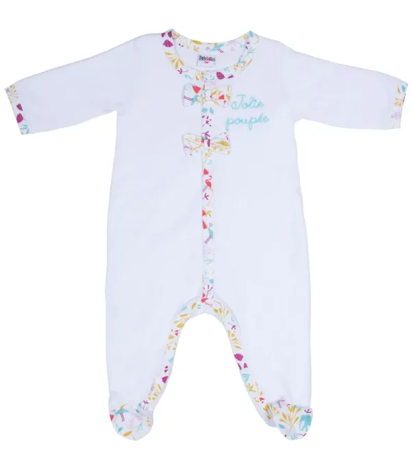 LET83700 Dors-bien velours "Jolie poupée" Exotic Garden blanc/exotic