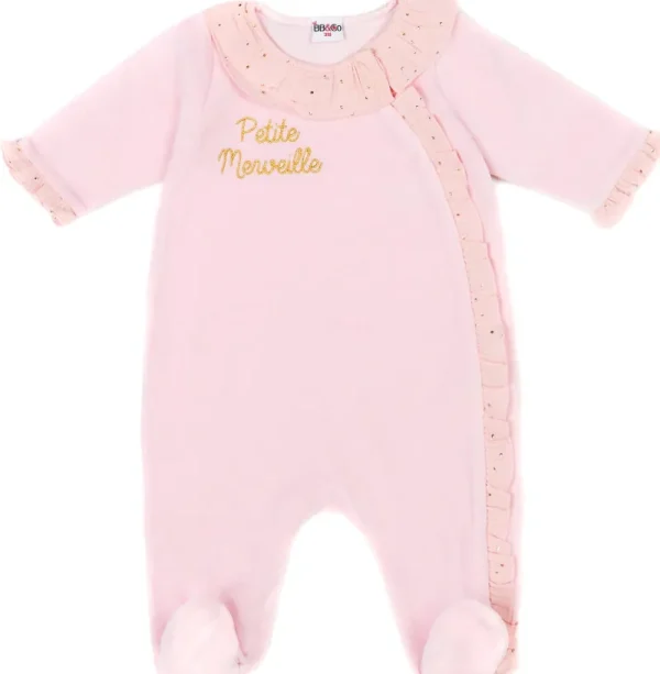 LET83700 Dors-bien velours "Petite Merveille Girly Chic rose/blush pois or