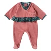 LET83700 Dors-bien velours rose Vintage Flowers