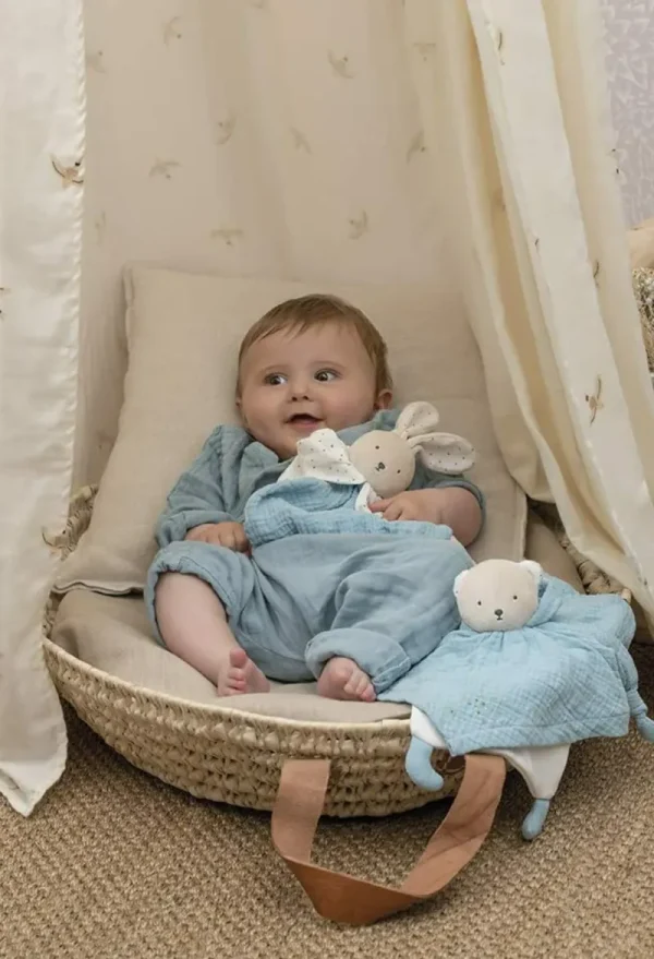 LeT Les enfants Terribles Doudou Lapinou Bleu - Coton Bio