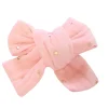 LET83700 Grande barrette anti-glisse double gaze rose blush pois or