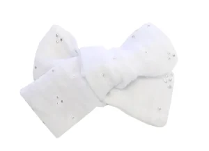 LET83700 Grande barrette anti-glisse double gaze rose blush pois or