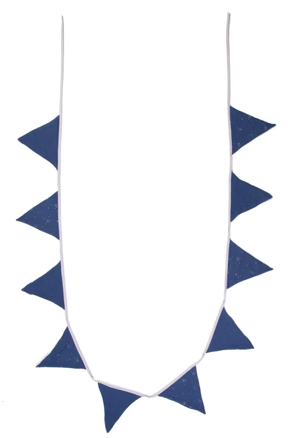 LET83700 Guirlande fanions coton Nuit Etoilée gris/ indigo/ argent