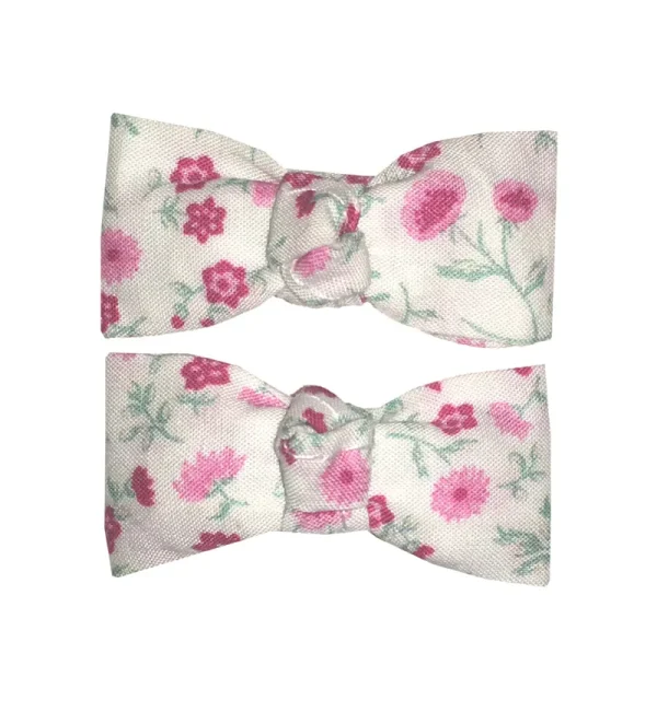 LET83700 Lot 2 barrettes clic clac liberty blanc/rose