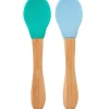 LET83700 Lot 2 cuillères silicone & bambou Minikoioi - Bleu/Vert