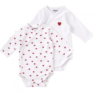 LET83700 Lot de 2 bodys cœur/ blanc