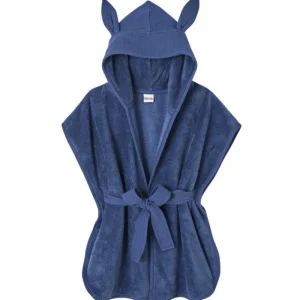 LET83700 Peignoir bébé bambou et gaze de coton indigo