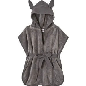 LET83700 Peignoir bébé bambou et gaze de coton gris 0/2 ans