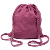 LET83700 Sac à dos en gaze de coton avec bretelles tressées framboise