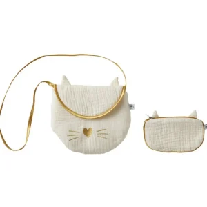 LET83700 Sac + porte-monnaie chat ivoire