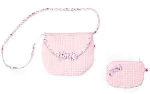 LET83700 Sac bandouilère + porte-monnaie nid d'abeille liberty
