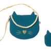LET83700 Sac bandouilère + porte-monnaie nid d'abeille vert paon/or
