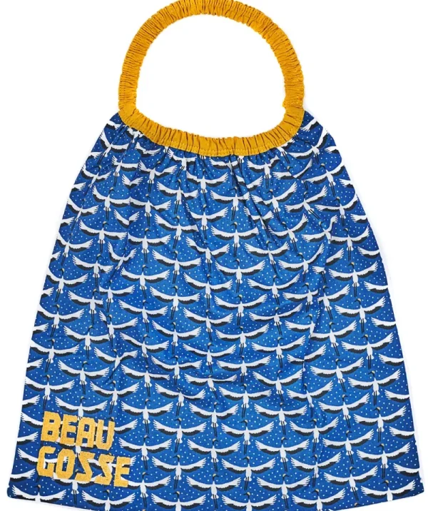 LET83700 Serviette élastiquée "Beau Gosse" indigo/ocre