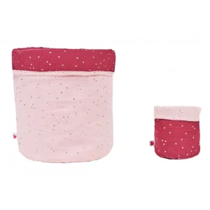 LET83700 Set Corbeilles de rangement Girly Chic blush/prune pois or